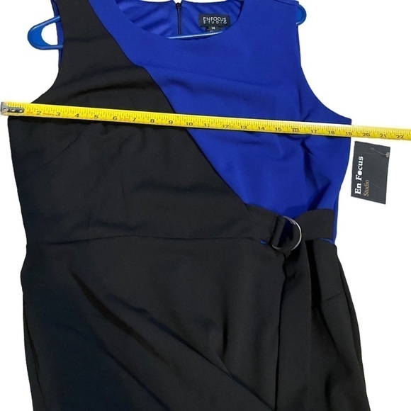 ENFOCUS Studio Dress Size 14 Short Sleeve Asymmetrical Block Color Dress New - Picture 9 of 12
